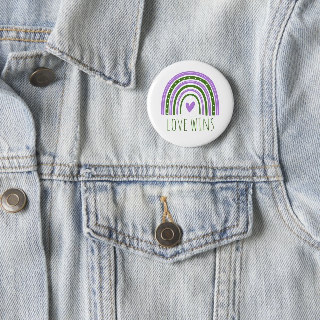 Genderqueer Pride Love Wins LGBT Rainbow Button (In Situ)