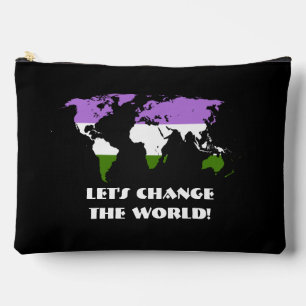 Genderqueer Pride Map of The World  Accessory Pouch