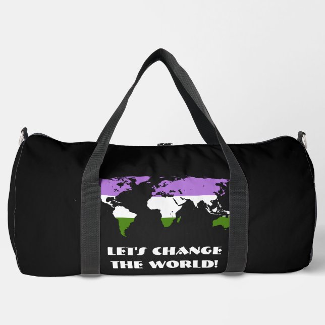 Genderqueer Pride Map of The World  Duffle Bag (Front)