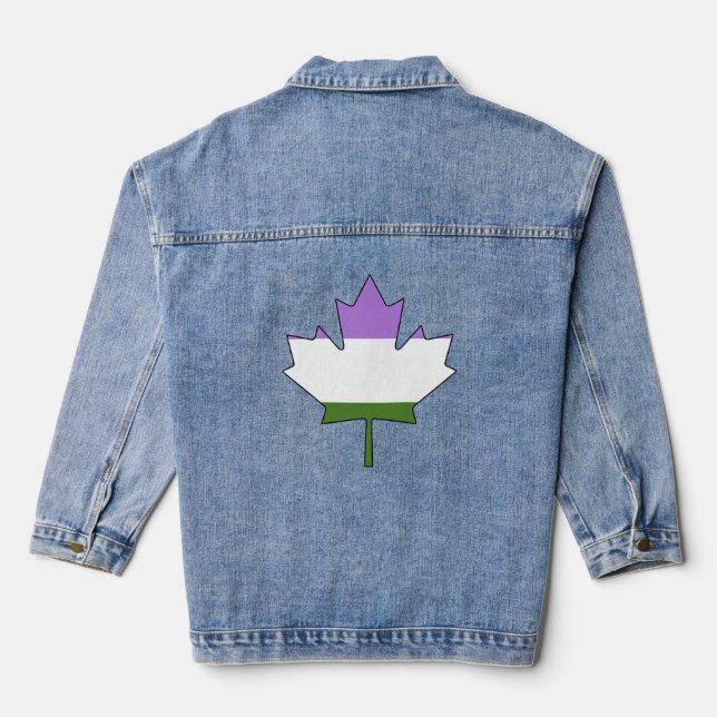 Genderqueer pride maple leaf denim jacket (Back)