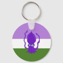 Genderqueer Pride Squid Keychain