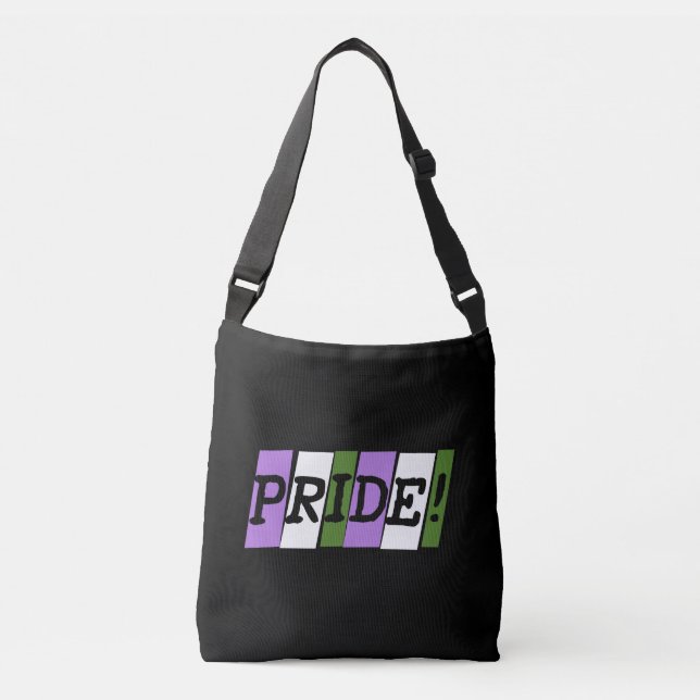 Genderqueer pride text sign crossbody bag (Front)