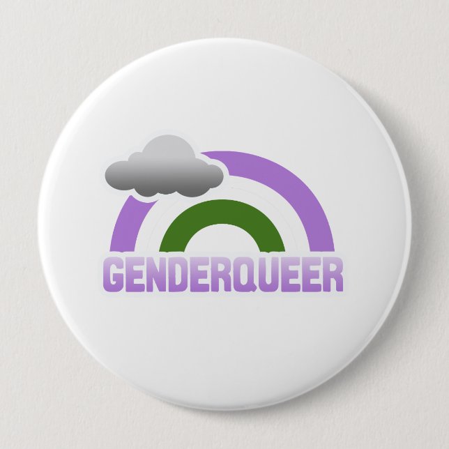 GENDERQUEER RAINBOW 10 CM ROUND BADGE (Front)