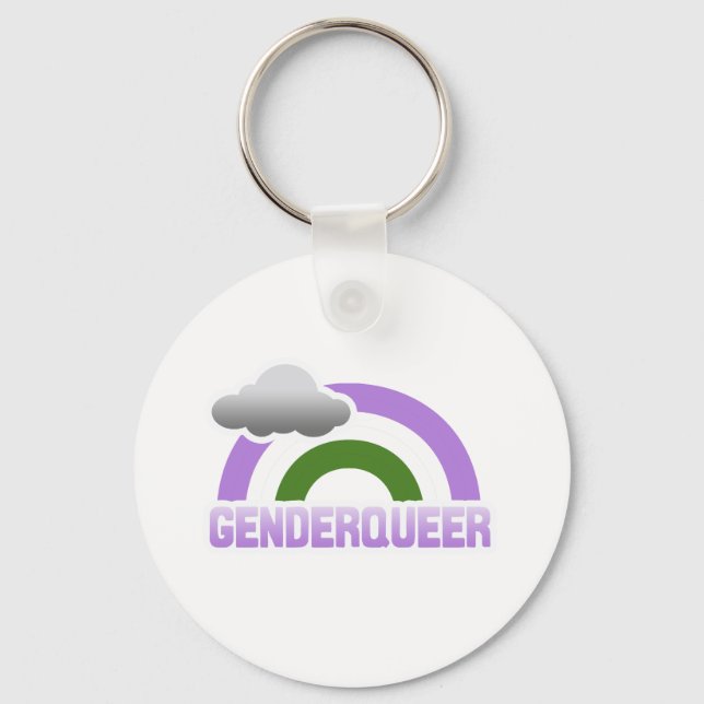 GENDERQUEER RAINBOW KEY RING (Front)
