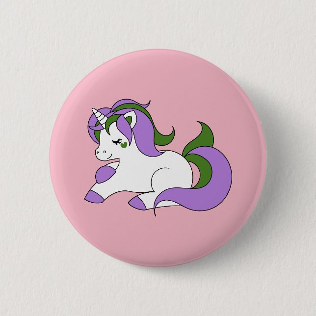 Genderqueer unicorn 6 cm round badge (Front)