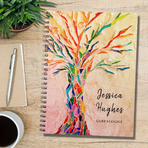 Genealogist Family Tree Beige Coral Notebook