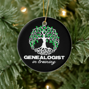 Genealogist In Training Funny Genealogy Tree Gifts Ceramic Ornament