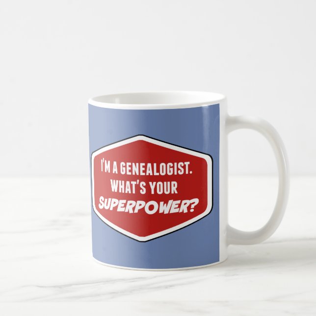 Genealogist Superpower Custom Blue Mug (Right)