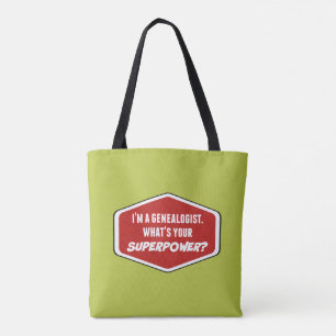 Genealogist Superpower Custom Green Tote Bag