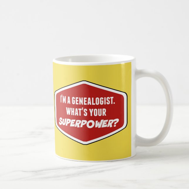 Genealogist Superpower Custom Yellow Mug (Right)