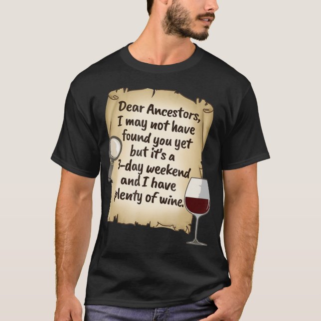 Genealogy Ancestry Ancestor Family Tree Wine Shirt (Front)