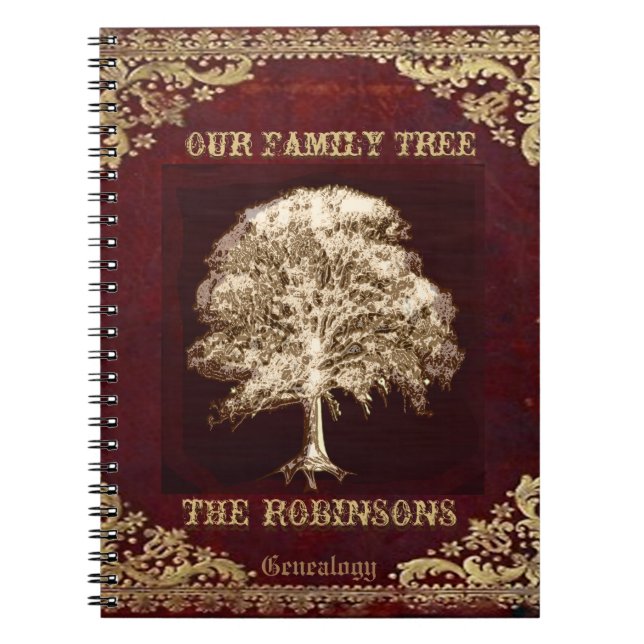 Genealogy Family Tree Gold Vintage Look Notebook (Front)