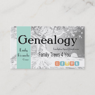 Genealogy Family Tree Social Media Icons Business Card