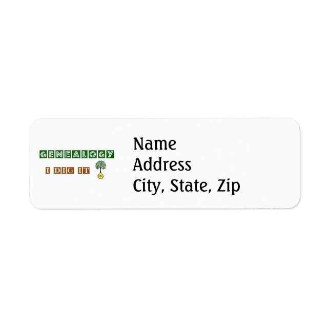 GENEALOGY I Dig It Return Address Label (Front)