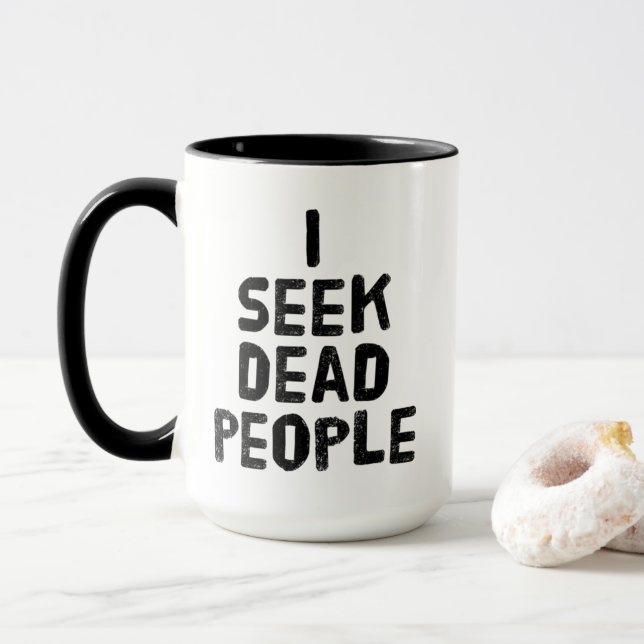 Genealogy Serenity Prayer & “I Seek Dead People” Mug (With Donut)