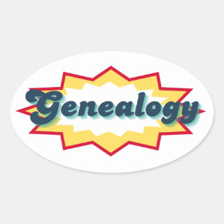 Genealogy Sticker, comic book pop design Oval Sticker
