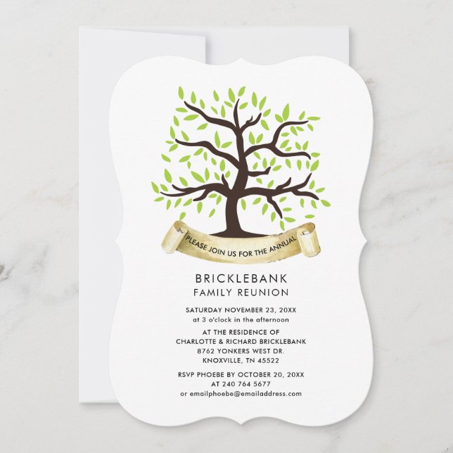 Genealogy Tree Annual Family Reunion Invitation (Front)