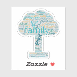 Genealogy Word Tree Custom-Cut Vinyl Sticker Blue