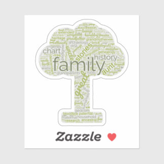 Genealogy Word Tree Custom-Cut Vinyl Sticker Green