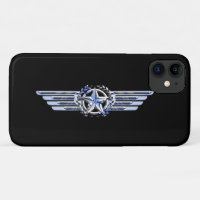 General Air Pilot Chrome Like Star Wings Black