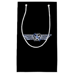 General Air Pilot Chrome Like Star Wings Black Small Gift Bag