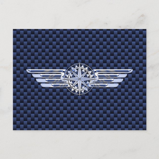 General Air Pilot Chrome Like Wings Compass Postcard (Front)