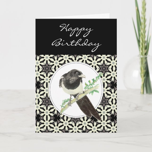General Birthday Magpie Bird, Nature Card (Front)