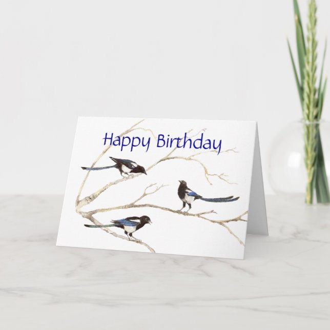 General Birthday, Magpie Birds Card (Front)