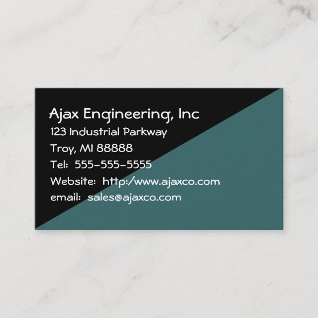 General Business Card in Black and Slate Green (Front)
