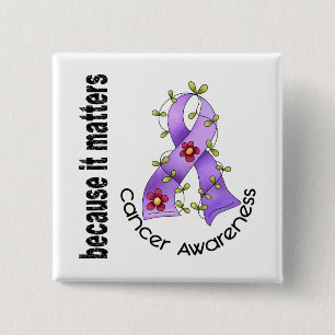 General Cancer Flower Ribbon 3 15 Cm Square Badge