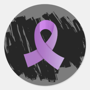 General Cancer Lavender Ribbon With Scribble Classic Round Sticker