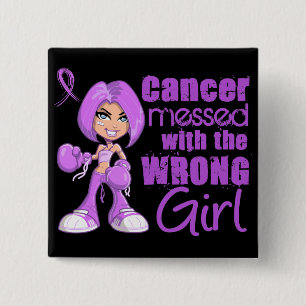 General Cancer Messed With Wrong Girl 15 Cm Square Badge