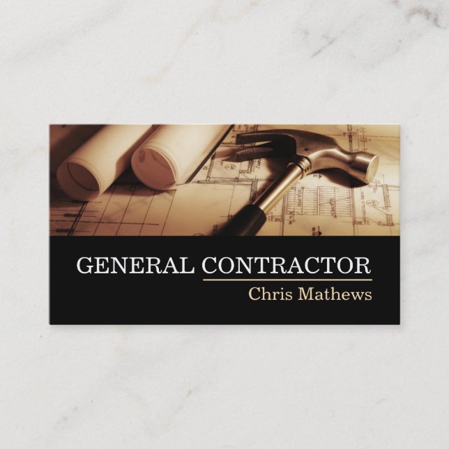General Contractor Builder Construction Business Card (Front)