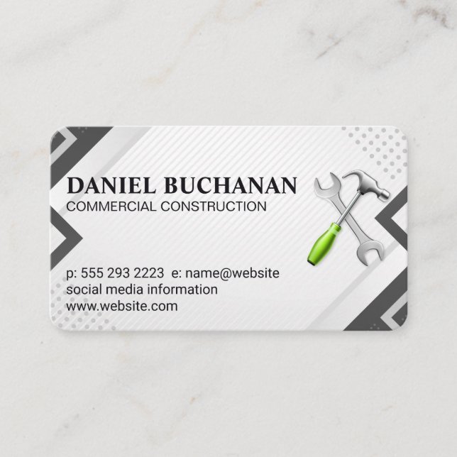 General Contractor Builder | Construction Tools Business Card (Front)