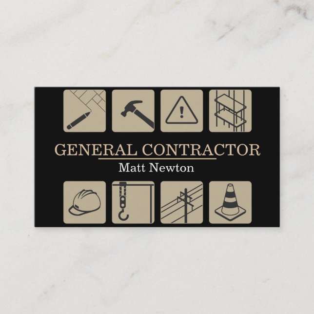 General Contractor Builder Manager Construction Business Card (Front)