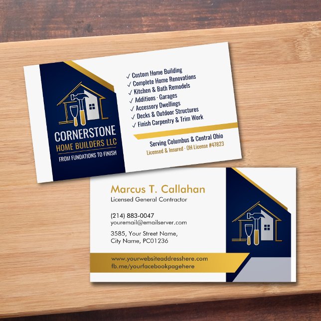 General Contractor Construction services Business Card (Creator Uploaded)