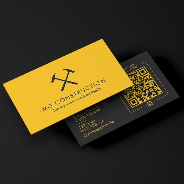 General Contractor Construction Yellow Black Business Card (General Contractor Construction Yellow Black)