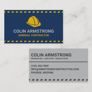 General Contractor Hardhat Dark Blue Business Card