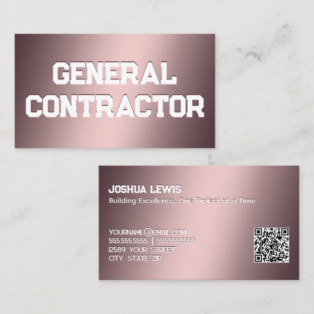 General Contractor QR Business Card (Front/Back)