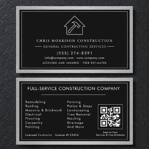 General Contractor QR Code Industrial Metal Business Card