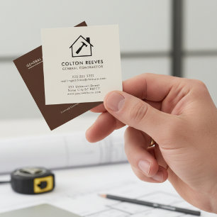 General Contractor Rustic Brown Square Business Card