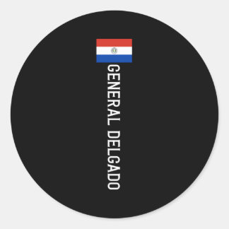 General Delgado Paraguay Flag Emblem Escudo Bander Classic Round Sticker