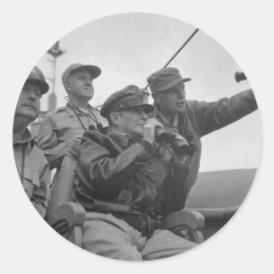 General Douglas MacArthur Shelling of Inchon Classic Round Sticker