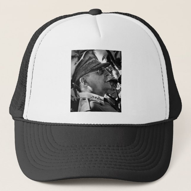 General Douglas MacArthur with Corncob Pipe Trucker Hat (Front)
