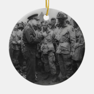 General Dwight D. Eisenhower with Paratroopers Ceramic Tree Decoration
