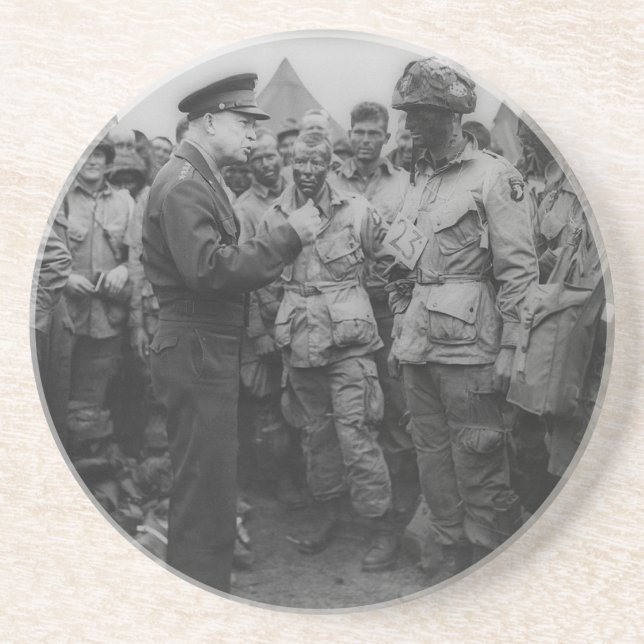 General Dwight D. Eisenhower with Paratroopers Coaster (Front)