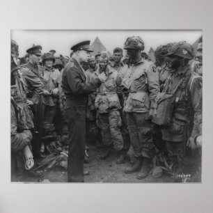 General Dwight D. Eisenhower with Paratroopers Poster