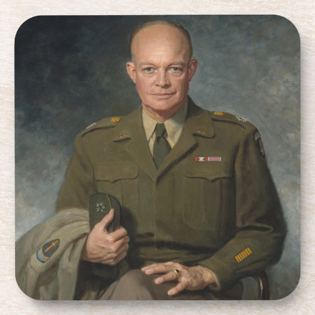 General Dwight Eisenhower 5 Star Painted Portrait Coaster (Front)