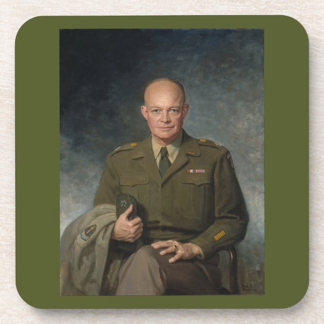 General Dwight Eisenhower 5 Star Painted Portrait Coaster (Front)