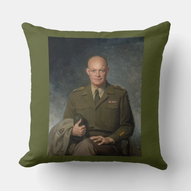 General Dwight Eisenhower 5 Star Painted Portrait Cushion (Front)